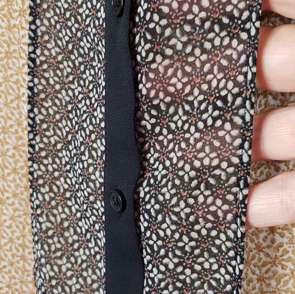 AnnTaylor Button Font Trending Sheer Mix Print Blouse ♡ - Picture 11 of 17